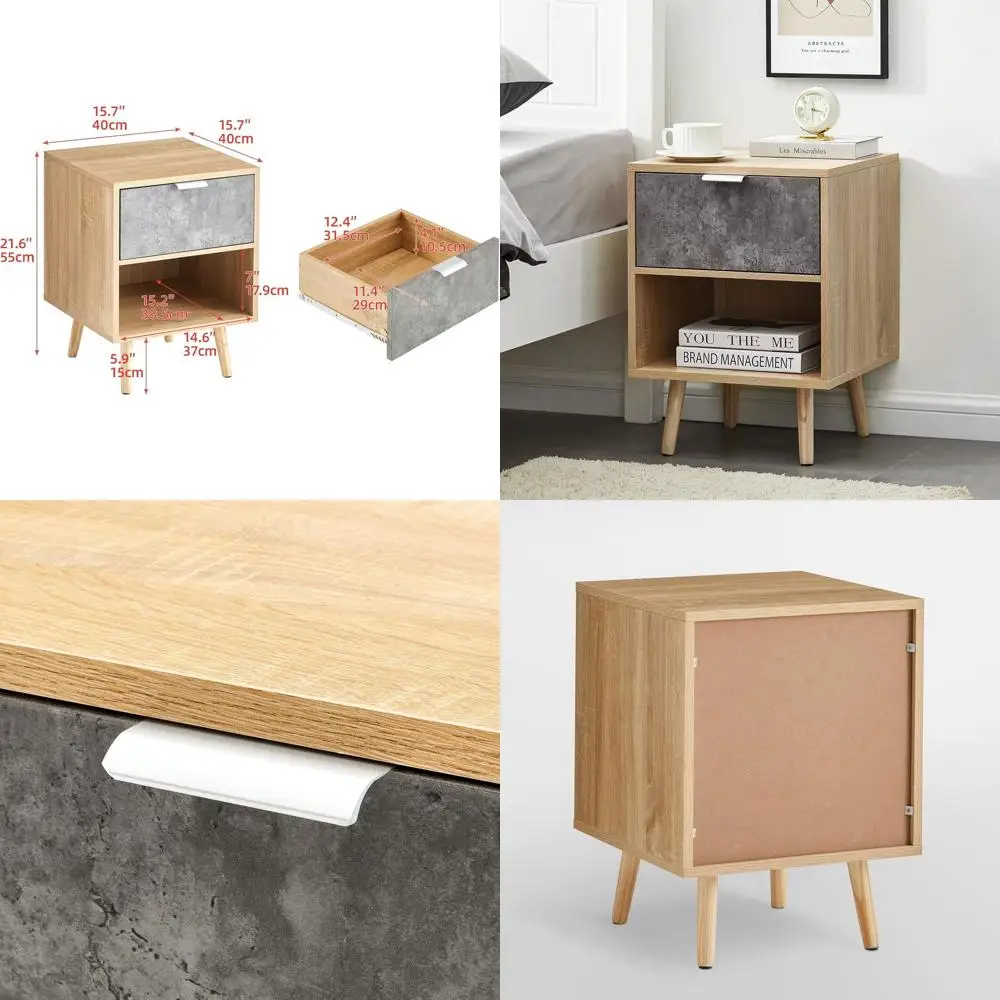 Pair of Wooden Nightstands - Storage Drawers and Open Shelves, Modern Bedside Tables for Living Spaces and Bedrooms, Solid Wood
Pair of Wooden Nightstands - Storage Drawers and Open Shelves, Modern Bedside Tables for Living Spaces and Bedrooms, Solid Wood