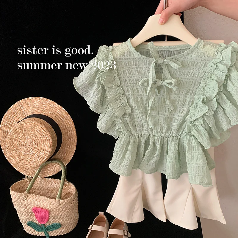 Girls' Summer Suits New Baby Western Style Fashion Little Girl Blouse plus Two-Piece Pants
Girls' Summer Suits New Baby Western Style Fashion Little Girl Blouse plus Two-Piece Pants
