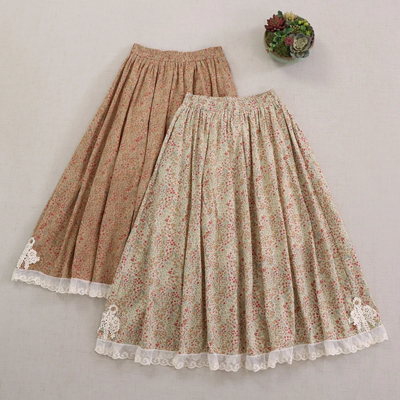 Spring Summer New Japanese Mori Girl Vintage Floral Printed Lace Patchwork Skirts Women Elastic Waist Casual Loose A-Line Skirts
Spring Summer New Japanese Mori Girl Vintage Floral Printed Lace Patchwork Skirts Women Elastic Waist Casual Loose A-Line Skirts