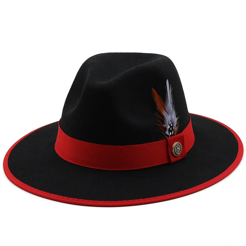 New Women Men Wool Fedora Hat With Feather Ribbon Gentleman Elegant Lady Winter Autumn Wide Brim Jazz Church Panama Sombrero Cap
New Women Men Wool Fedora Hat With Feather Ribbon Gentleman Elegant Lady Winter Autumn Wide Brim Jazz Church Panama Sombrero Cap