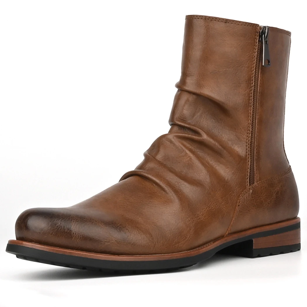 Quality Western Cowboy Boots Men Leather Boots Metal Double Zipper Motorcycle Boots Pleated Design Men Ankle Boots Plus Size 47
Quality Western Cowboy Boots Men Leather Boots Metal Double Zipper Motorcycle Boots Pleated Design Men Ankle Boots Plus Size 47