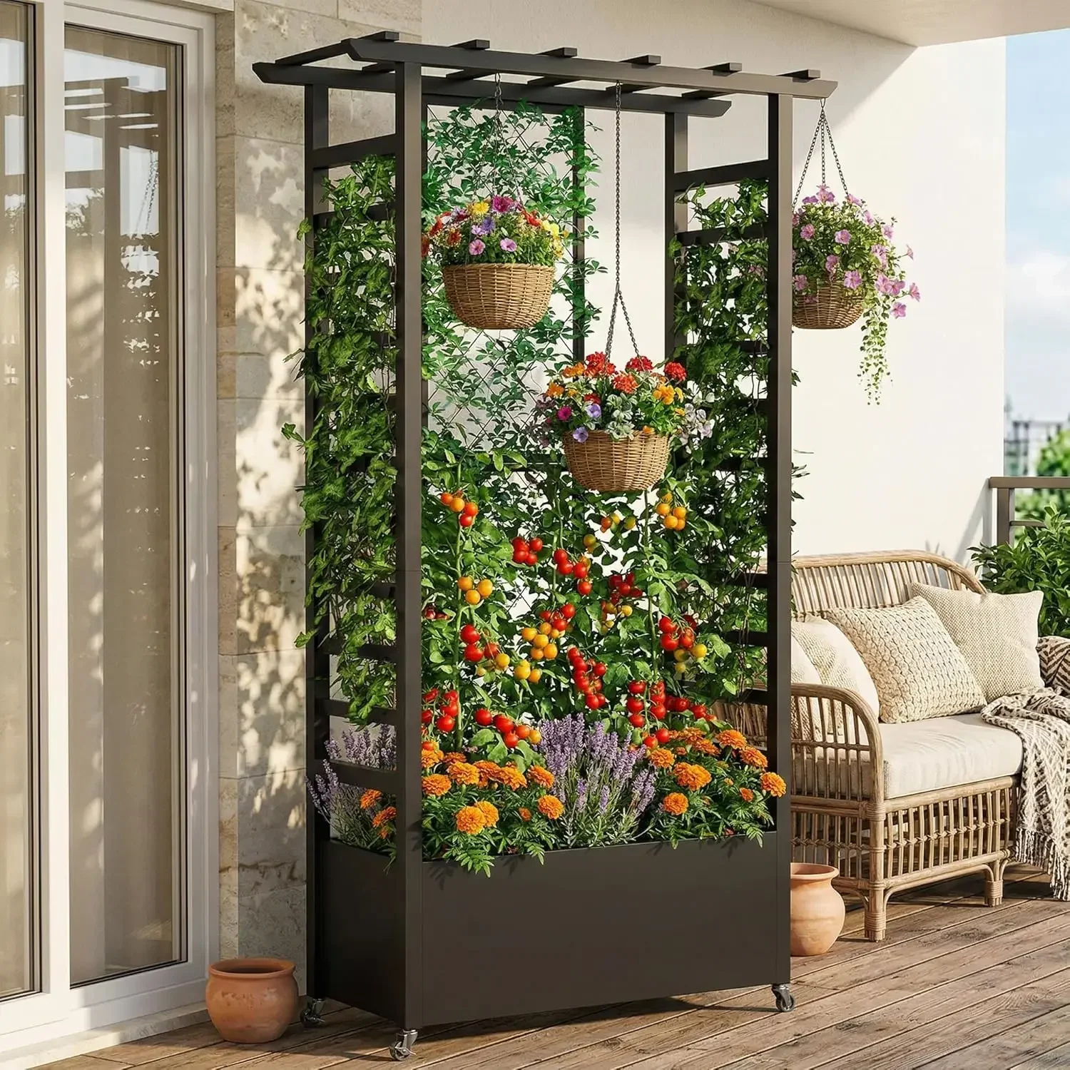 74 Inch Mobile Planter Trellis Weatherproof Vertical Raised Garden Bed Hanging Roof Climbing Plants Flowers Vegetables Rust Proo
74 Inch Mobile Planter Trellis Weatherproof Vertical Raised Garden Bed Hanging Roof Climbing Plants Flowers Vegetables Rust Proo