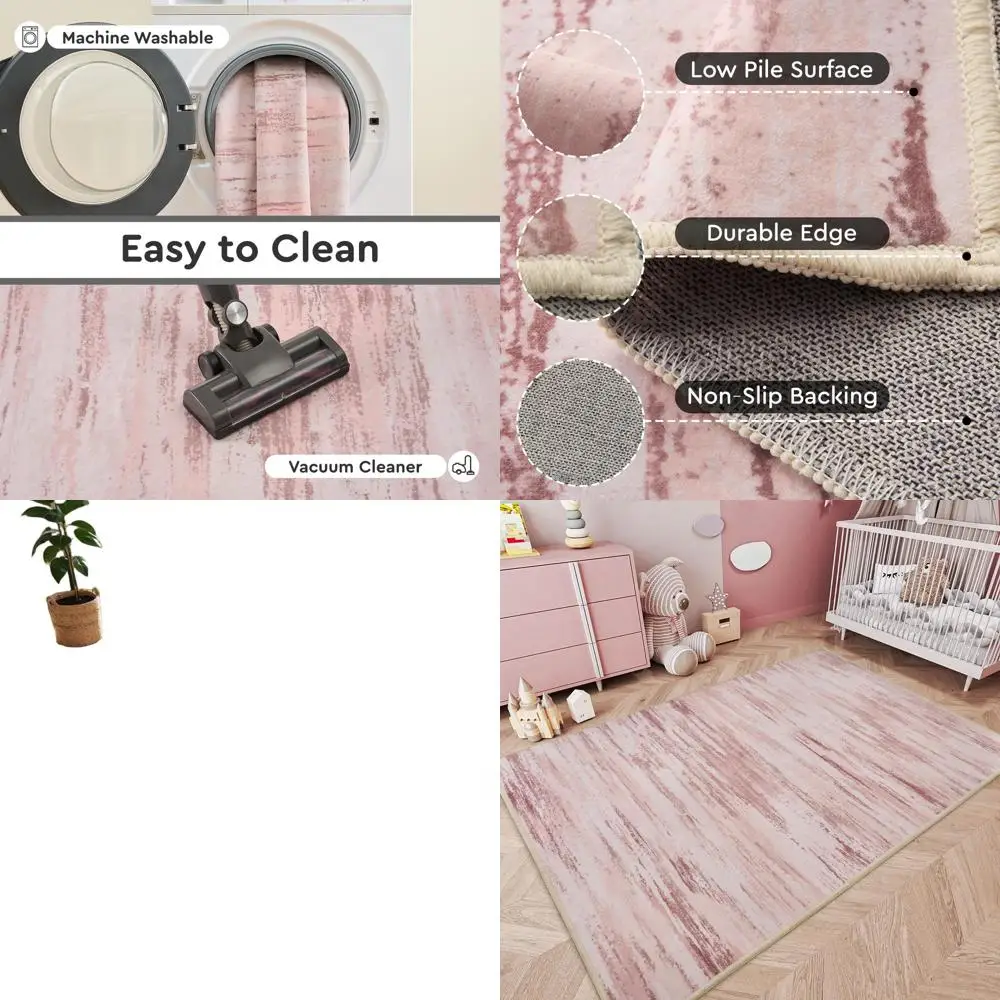 Ultra Soft 5x7 Pink Area Rugs, Washable and Non-Slip, Ideal for Living Room, Bedroom, Nursery, and Playroom
Ultra Soft 5x7 Pink Area Rugs, Washable and Non-Slip, Ideal for Living Room, Bedroom, Nursery, and Playroom