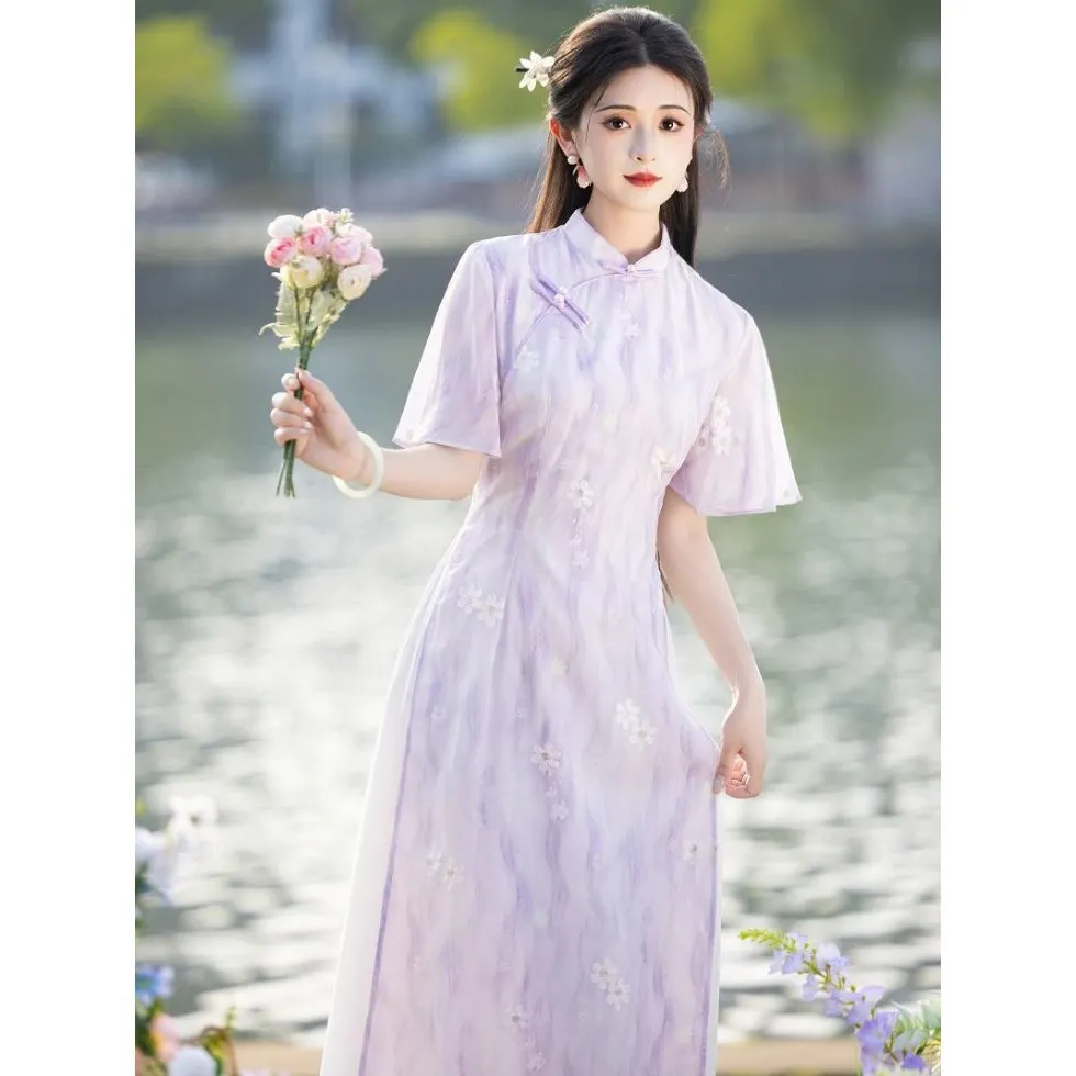 Traditional Chinese Clothing Summer Light Purple Young Style Cheongsams Dress Women New Elegant Qipao Daily Wear Dress CH-124
Traditional Chinese Clothing Summer Light Purple Young Style Cheongsams Dress Women New Elegant Qipao Daily Wear Dress CH-124
