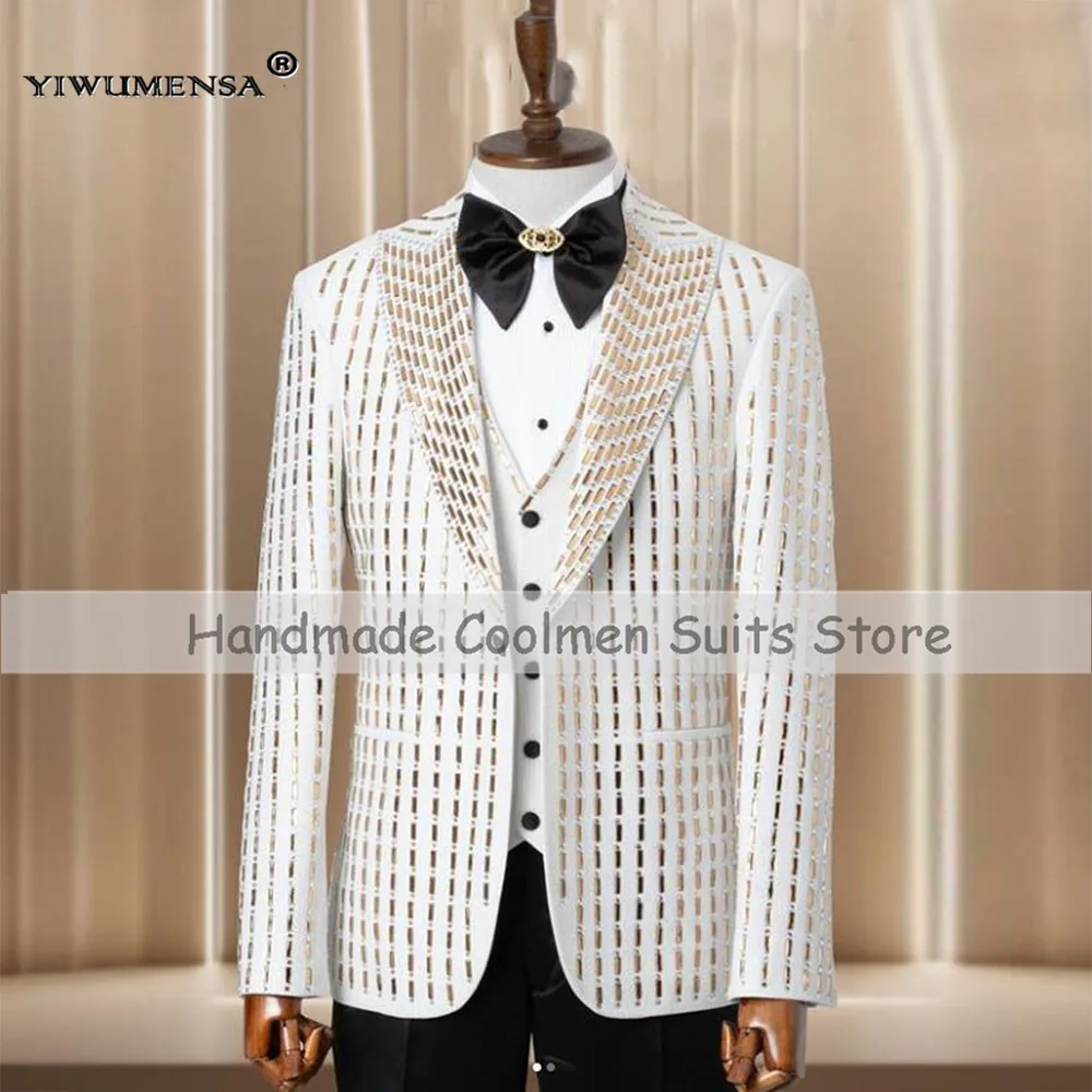 Diamond Beaded Stoned Wedding Suits For Man Customized Single Breasted Blazers Outfits Man Banquet Party Groom Tuxedos Luxury
Diamond Beaded Stoned Wedding Suits For Man Customized Single Breasted Blazers Outfits Man Banquet Party Groom Tuxedos Luxury