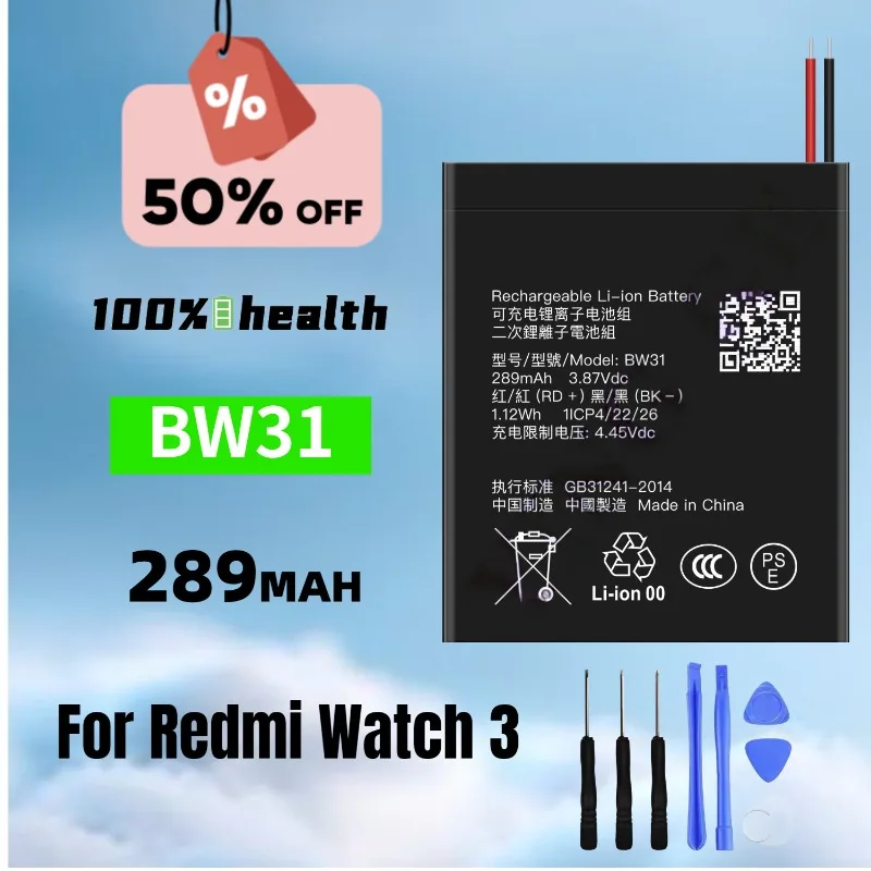 For Xiaomi BW31 Brand New 289mAh Watch Battery for Redmi Watch 3 Rechargeable Lithium Battery with Long-lasting Battery Life
For Xiaomi BW31 Brand New 289mAh Watch Battery for Redmi Watch 3 Rechargeable Lithium Battery with Long-lasting Battery Life