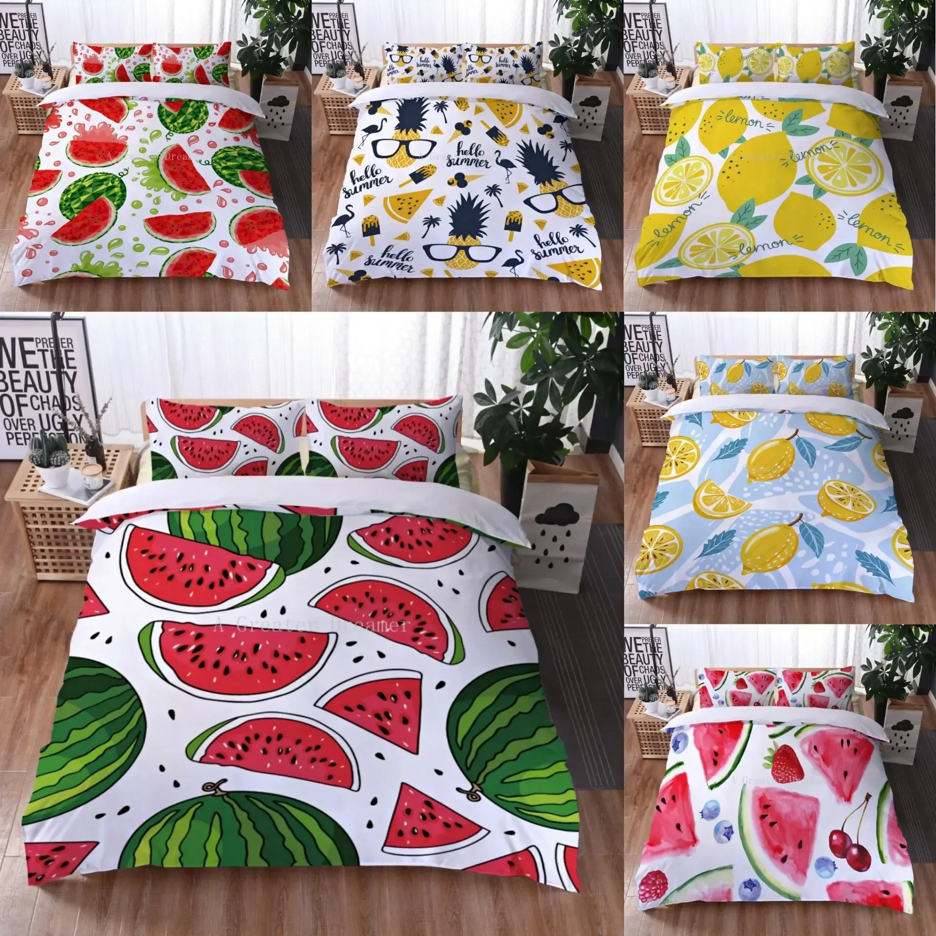 3D Children Cartoon Watermelon Pineapple Print Cute Duvet Cover Bedclothes Comfortable Fruit Bed Full King Single Size Set
3D Children Cartoon Watermelon Pineapple Print Cute Duvet Cover Bedclothes Comfortable Fruit Bed Full King Single Size Set