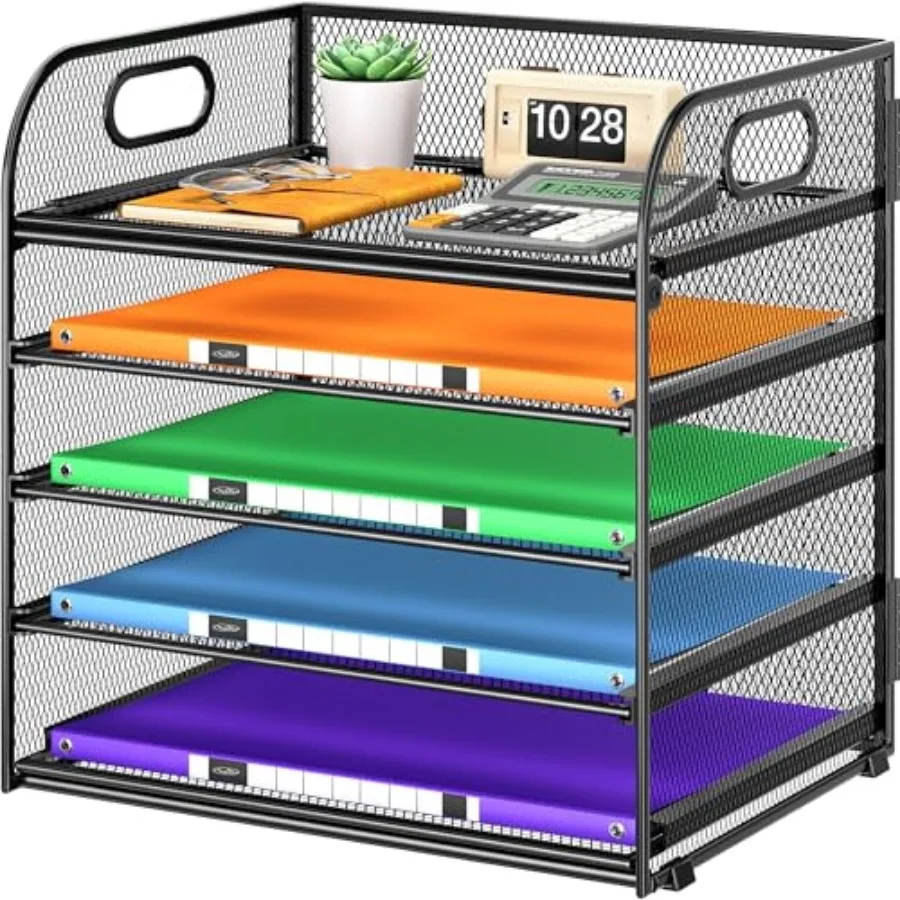 5 Tier Paper Organizer with Handle, Black Metal Mesh Desk Organizer File Folder Paper Letter Tray Desktop Document Sorter for C
5 Tier Paper Organizer with Handle, Black Metal Mesh Desk Organizer File Folder Paper Letter Tray Desktop Document Sorter for C