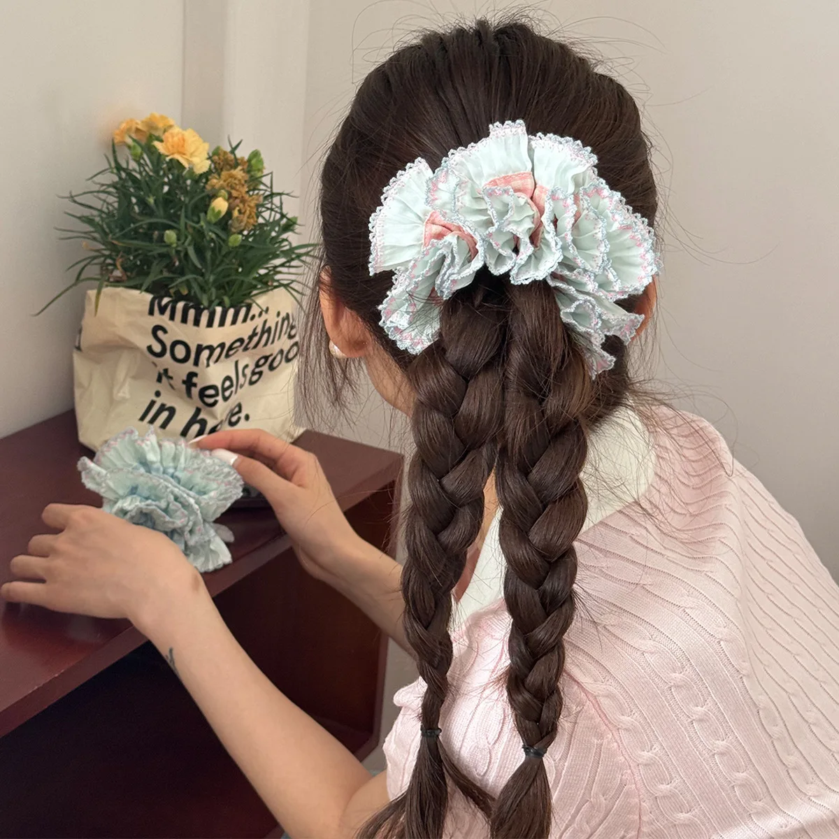 Korean Style Ruffled Scrunchie Handmade Elastic Hair Band Women Daily Hair Ornament
Korean Style Ruffled Scrunchie Handmade Elastic Hair Band Women Daily Hair Ornament