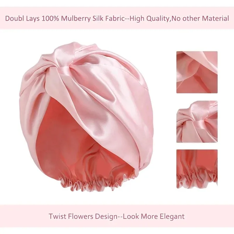 100% Mulberry Silk Bonnet Sleep Cap, Double Layer Silk Turban/Bonnet, Shower Cap, Fit for Night Hair Care 19 Momme Silk 6A
100% Mulberry Silk Bonnet Sleep Cap, Double Layer Silk Turban/Bonnet, Shower Cap, Fit for Night Hair Care 19 Momme Silk 6A