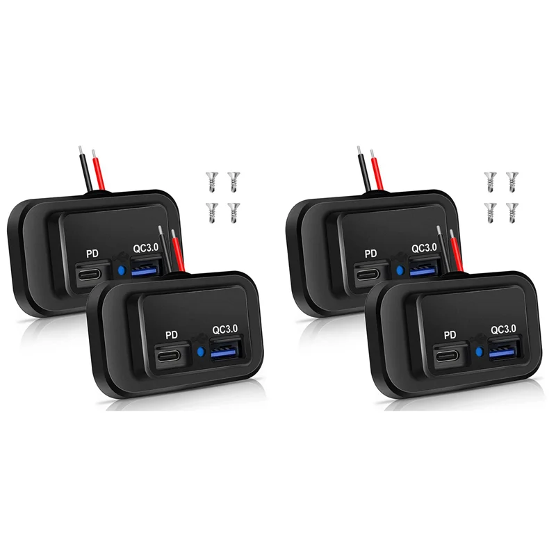 ABGI-4PCS 12V/24V RV USB Outlet, Dual PD3.0 Type-C (USB C) & Quick Charge QC3.0 USB-A Port Panel Mount Car USB Socket Charger
ABGI-4PCS 12V/24V RV USB Outlet, Dual PD3.0 Type-C (USB C) & Quick Charge QC3.0 USB-A Port Panel Mount Car USB Socket Charger
