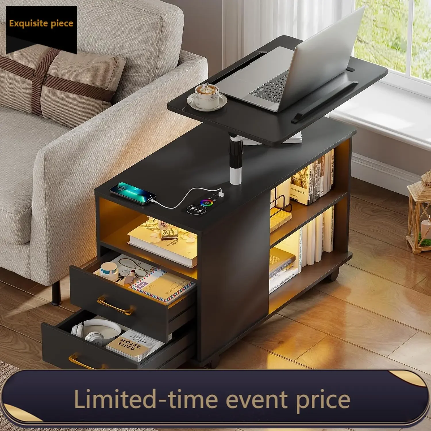 Black Nightstand Bedside Table USB Charging Station Storage Drawer Rotatable Bracket Modern Design
Black Nightstand Bedside Table USB Charging Station Storage Drawer Rotatable Bracket Modern Design