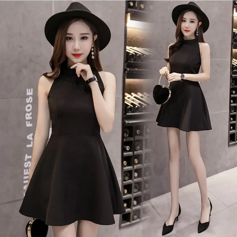 Summer Korean Style Slim Fit Black Sleeveless Women's Dress with Off Shoulder, Fashionable Elegant A-line Women's Dress
Summer Korean Style Slim Fit Black Sleeveless Women's Dress with Off Shoulder, Fashionable Elegant A-line Women's Dress