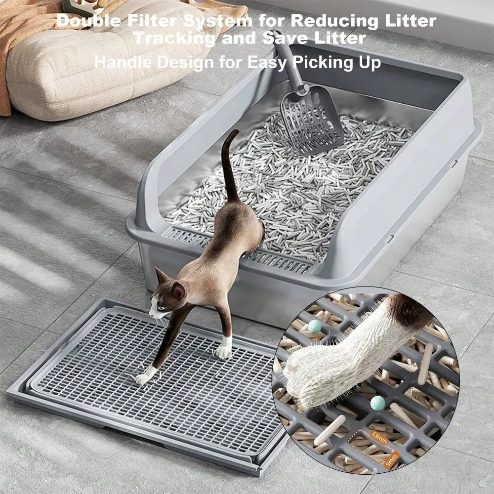 XL Stainless Steel Cat Litter Box With Lid High Sided Covered Enclosure, 8 Deep LeakProof Metal Pan, EasyClean NonStick, Step E
XL Stainless Steel Cat Litter Box With Lid High Sided Covered Enclosure, 8 Deep LeakProof Metal Pan, EasyClean NonStick, Step E