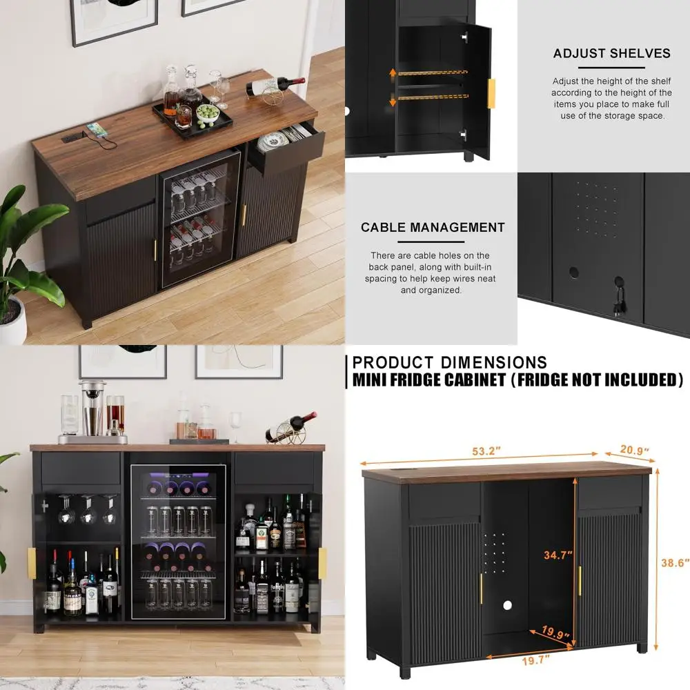 Elegant 53.2 Long Coffee Bar Cabinet with Ridged Storage and Mini Wine Rack for Home
Elegant 53.2 Long Coffee Bar Cabinet with Ridged Storage and Mini Wine Rack for Home