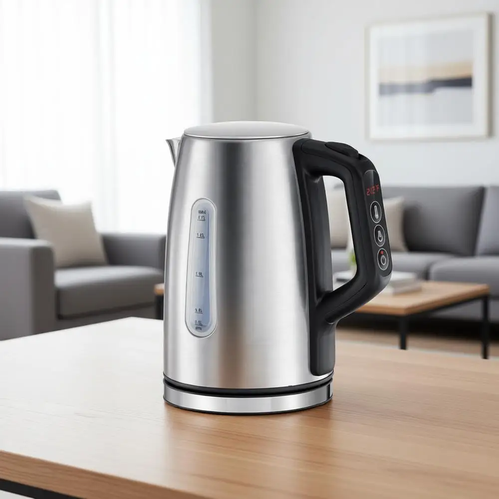 Электрический чайник, контроль температуры с 6 предустановками, поддержание тепла до 1 часа, 1,7 литра, 1500 Вт, смотровое окно, автоматическое отключение и защита от выкипания
Электрический чайник, контроль температуры с 6 предустановками, поддержание тепла до 1 часа, 1,7 литра, 1500 Вт, смотровое окно, автоматическое отключение и защита от выкипания