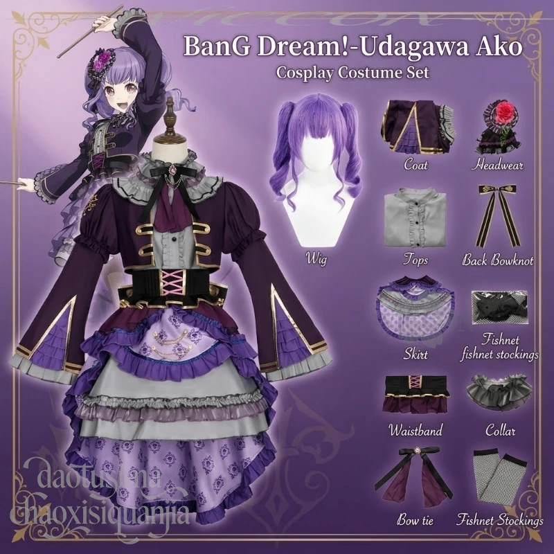 Udagawa Ako Goth Lolita Retro Gorgeous Lace Dress Purple Twin Ponytails Halloween Christmas Cos Anime Game BanG Dream! Cosplay
Udagawa Ako Goth Lolita Retro Gorgeous Lace Dress Purple Twin Ponytails Halloween Christmas Cos Anime Game BanG Dream! Cosplay