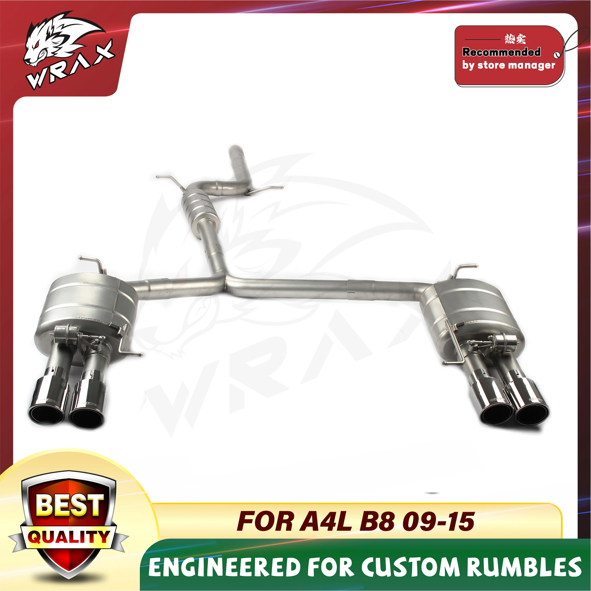 WRAX Exhaust For AUDI A4L B8 09-15 Mid Tail Stainless Steel Cat Back High Performance Exhaust Pipe Exhaust System
WRAX Exhaust For AUDI A4L B8 09-15 Mid Tail Stainless Steel Cat Back High Performance Exhaust Pipe Exhaust System