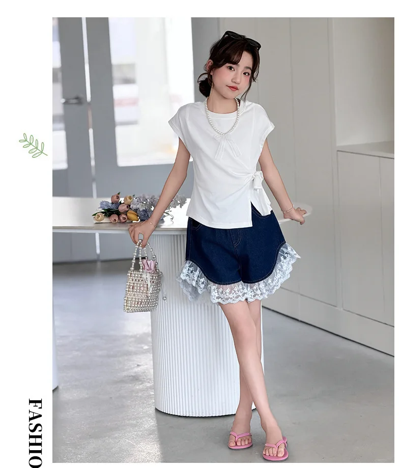 2026 New Teenage Casual Clothing Suits, Baby Girls Fashion 2 Piece Sets, White T-shirt + Jean Shorts 5 -12 T
2026 New Teenage Casual Clothing Suits, Baby Girls Fashion 2 Piece Sets, White T-shirt + Jean Shorts 5 -12 T