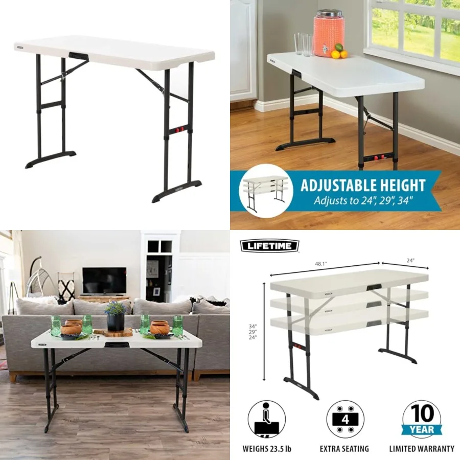 80387 4-Foot Commercial Adjustable Folding Table, Almond
80387 4-Foot Commercial Adjustable Folding Table, Almond
