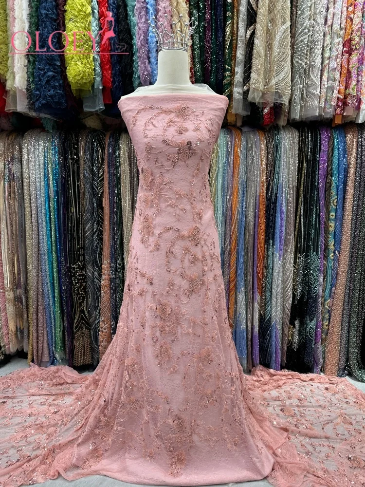 Fashion Elegant French Embroidery Beaded Lace Fabric African Nigerian With Sequins Fabric For Wedding Dress
Fashion Elegant French Embroidery Beaded Lace Fabric African Nigerian With Sequins Fabric For Wedding Dress