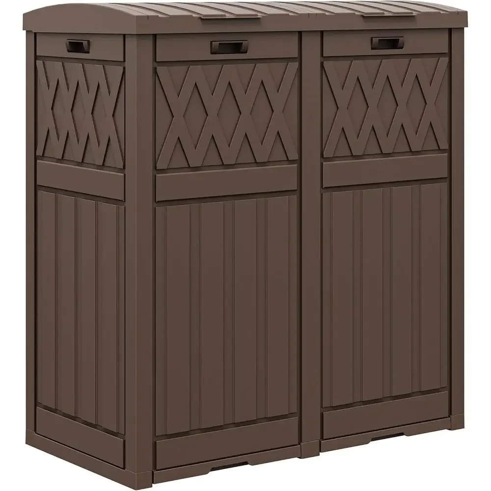 76 Gallon Dual Can Outdoor Trash Bin with Tiered Lid, Drip Tray, Waterproof for Patio, Kitchen, Backyard (Brown)
76 Gallon Dual Can Outdoor Trash Bin with Tiered Lid, Drip Tray, Waterproof for Patio, Kitchen, Backyard (Brown)