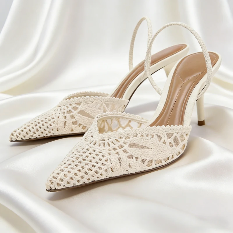 Summer Hollow Mesh Woven Heeled Sandals Women Sexy Pointed-Toe Stiletto Slingback Heels Luxury Brand Designer Shoes Wedding Shoe
Summer Hollow Mesh Woven Heeled Sandals Women Sexy Pointed-Toe Stiletto Slingback Heels Luxury Brand Designer Shoes Wedding Shoe