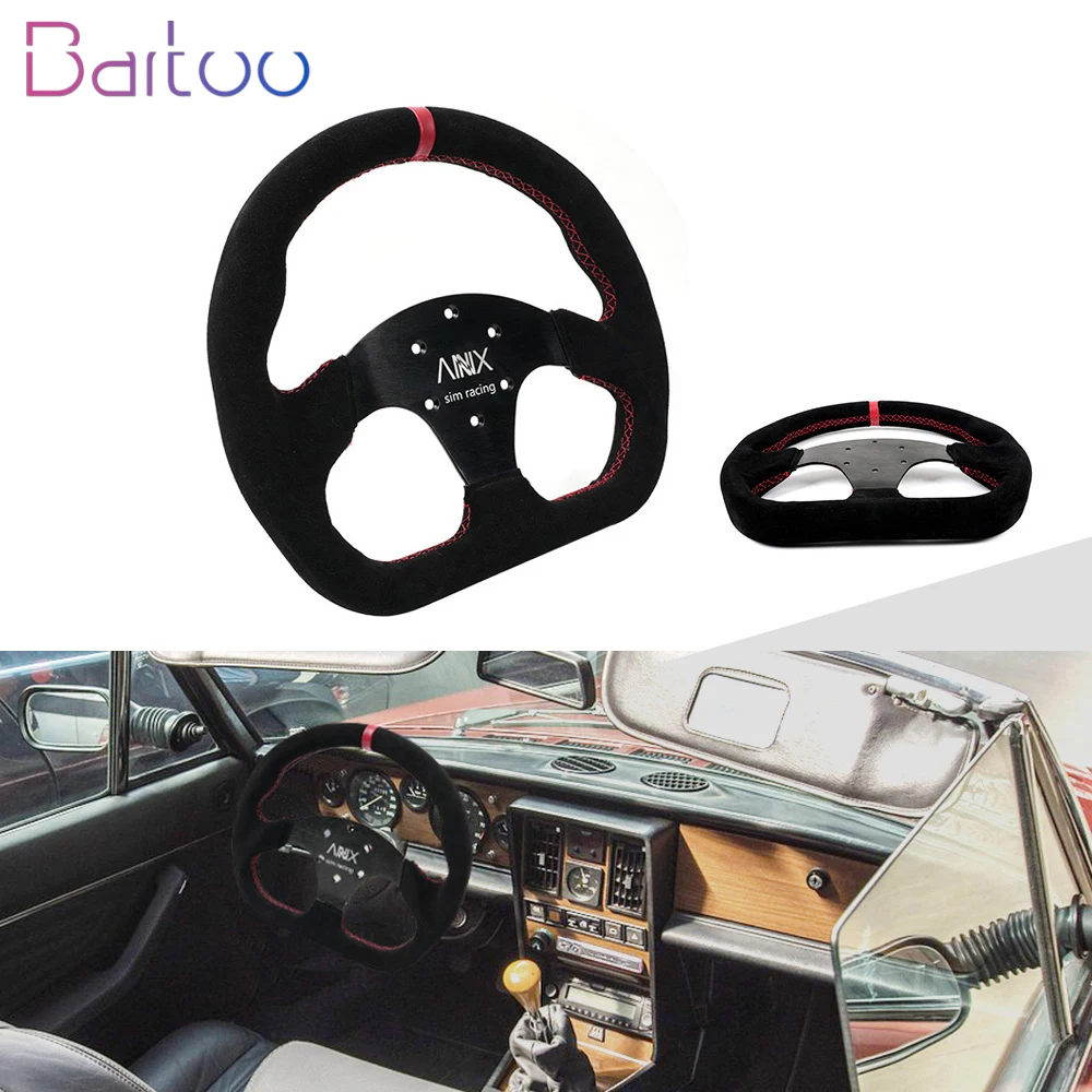 Bartoo-D Shape 325mm/13inch Flat Suede Leather Steering Wheel 70mm-PCD For Sim Racing Game or Most Vehicles Black STW043
Bartoo-D Shape 325mm/13inch Flat Suede Leather Steering Wheel 70mm-PCD For Sim Racing Game or Most Vehicles Black STW043