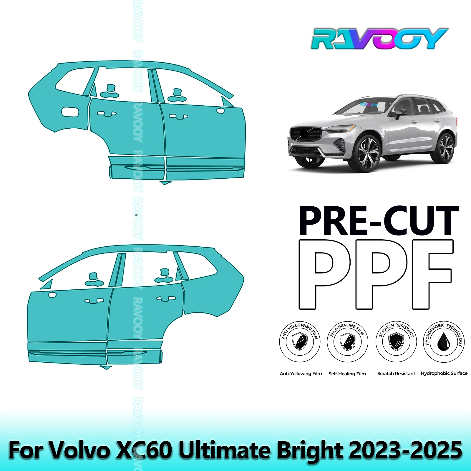 For Volvo XC60 Ultimate Bright 2023-2025 8.5mil Clear Matte Pre-Cut PPF Door & A/B Pillar Kit TPU Paint Protection Film Set
For Volvo XC60 Ultimate Bright 2023-2025 8.5mil Clear Matte Pre-Cut PPF Door & A/B Pillar Kit TPU Paint Protection Film Set