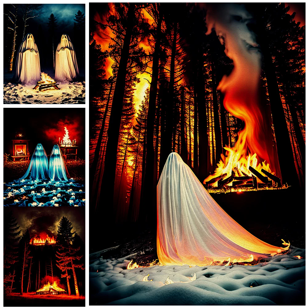 The Burning Forest Ancient House And The White Ghost Vintage Canvas Wall Art Ghosts Warming Around Fire Art Poster Print Decor
The Burning Forest Ancient House And The White Ghost Vintage Canvas Wall Art Ghosts Warming Around Fire Art Poster Print Decor