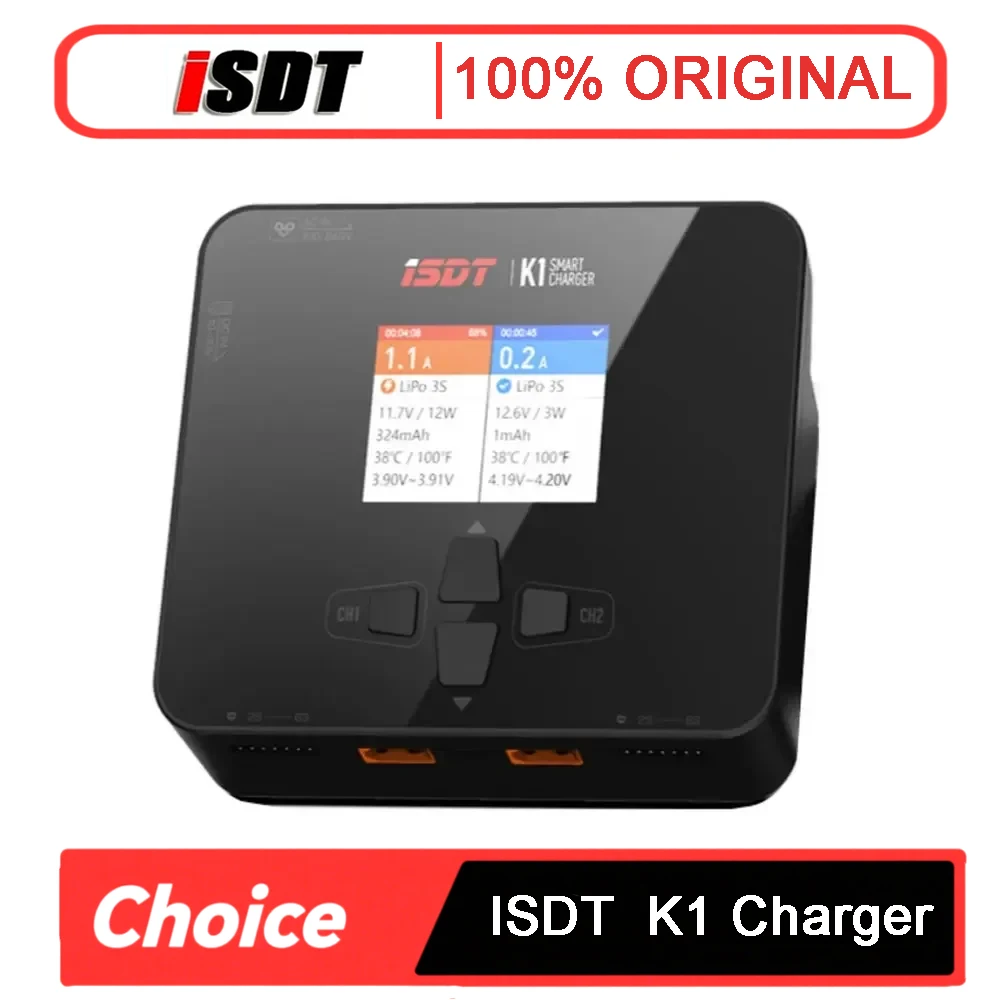 ISDT K1 AC 100W DC 2X250W 10A Dual Channel Balance Lipo Charger for Lipo NiMh Pb Battery
ISDT K1 AC 100W DC 2X250W 10A Dual Channel Balance Lipo Charger for Lipo NiMh Pb Battery