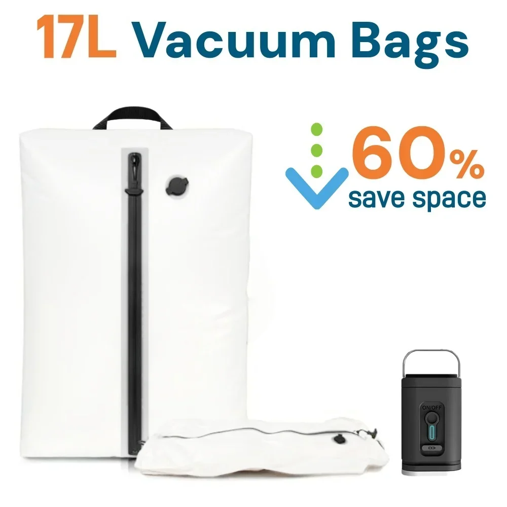 17L Vacuum Storage Bags for Travel, Space Saver Compression Bags for Suitcase, Travel Essentials Packing Bags for Clothes Blanke
17L Vacuum Storage Bags for Travel, Space Saver Compression Bags for Suitcase, Travel Essentials Packing Bags for Clothes Blanke