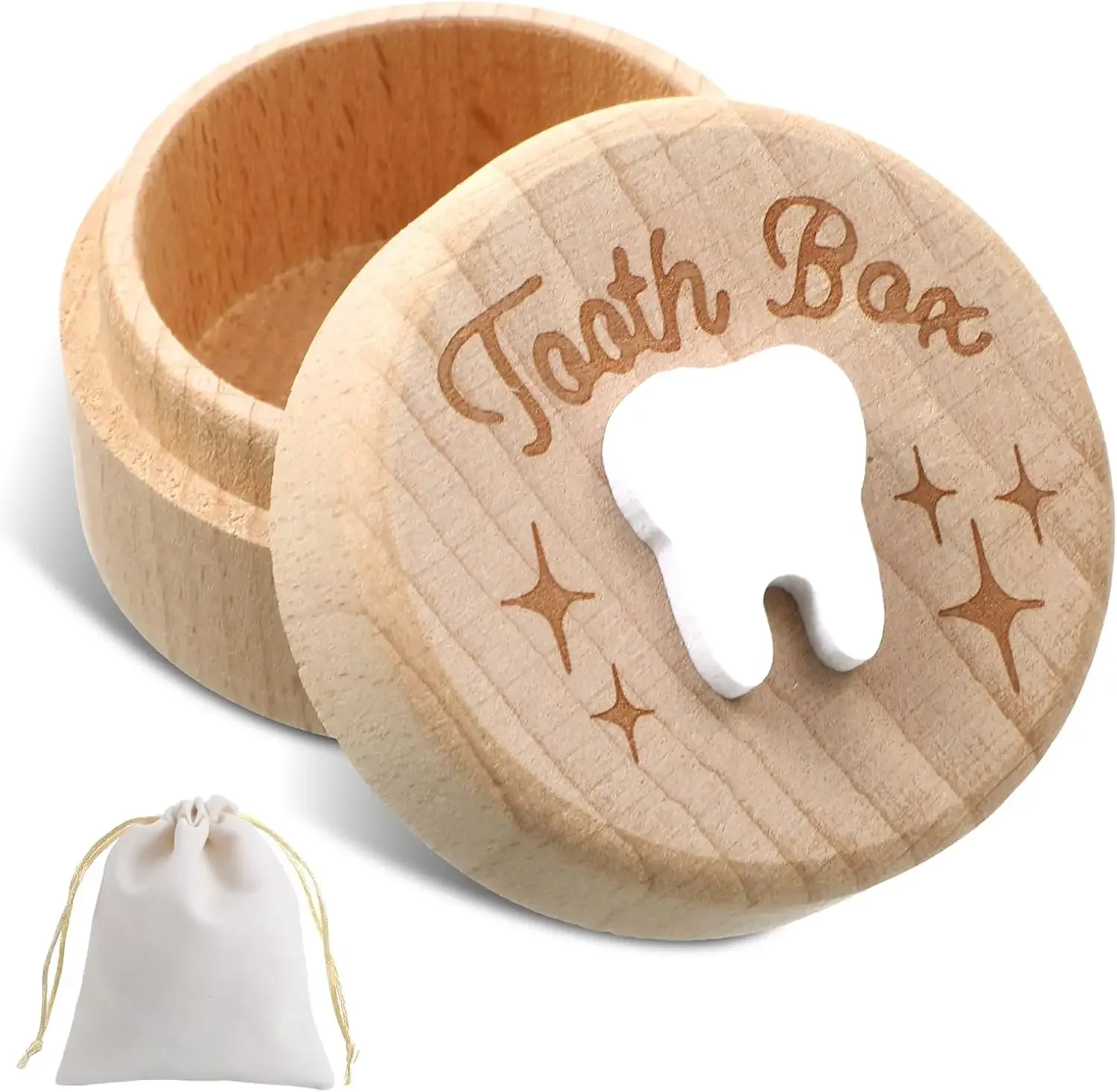 Wooden Tooth Keepsake Box with Pouch, 3D Carved Storage for Lost Teeth, Cute Gift for Kids Birthday
Wooden Tooth Keepsake Box with Pouch, 3D Carved Storage for Lost Teeth, Cute Gift for Kids Birthday