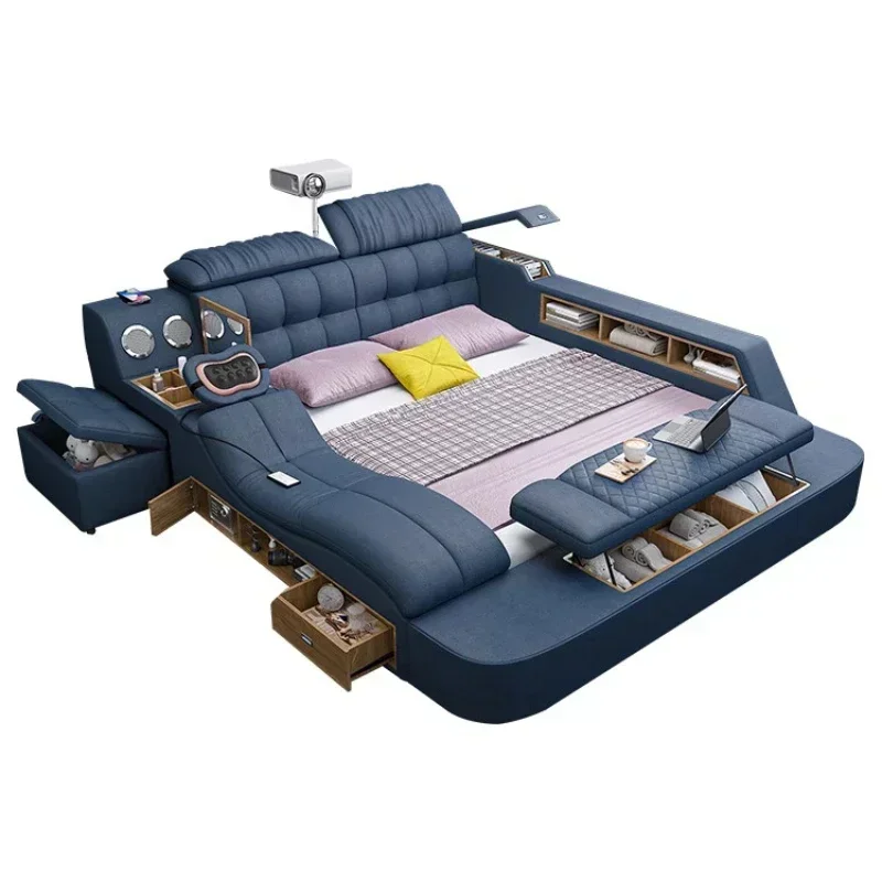 Nordic Smart Aesthetic Double Bed Designer Storage Luxury Frames Double Bed Multifunctional Leather Camas Matrimonial Furniture
Nordic Smart Aesthetic Double Bed Designer Storage Luxury Frames Double Bed Multifunctional Leather Camas Matrimonial Furniture