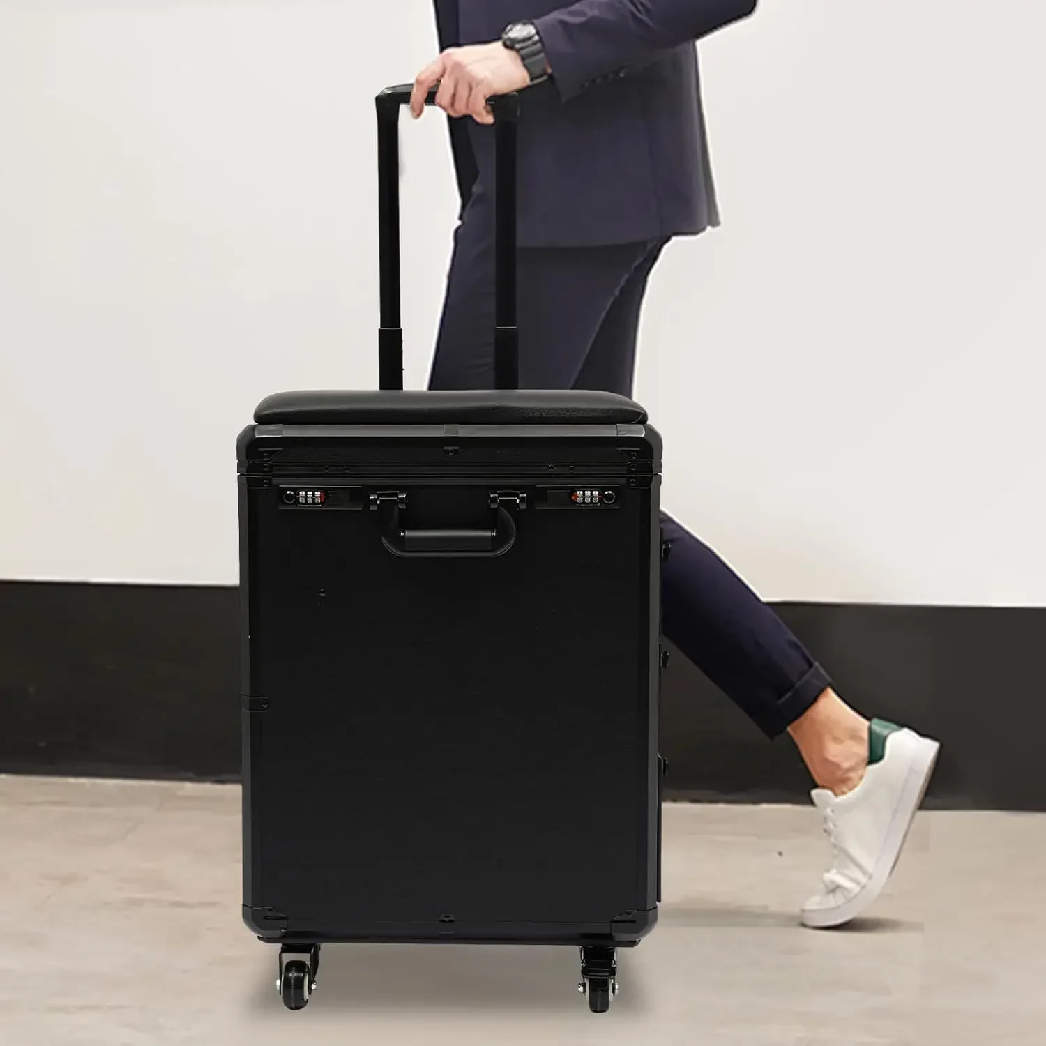 Wheeled Aluminum Barber Trolley Case, Adjustable Height Rolling Makeup Hair Stylist Storage Train Case
Wheeled Aluminum Barber Trolley Case, Adjustable Height Rolling Makeup Hair Stylist Storage Train Case