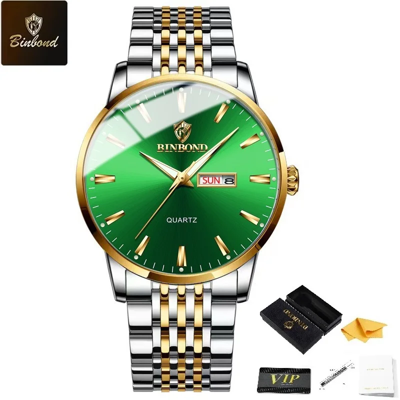 BINBOND New Men's Watch Waterproof Luminous Quartz Watch Display Date and Week Business Men's Top Luxury Metal Strap Watch
BINBOND New Men's Watch Waterproof Luminous Quartz Watch Display Date and Week Business Men's Top Luxury Metal Strap Watch