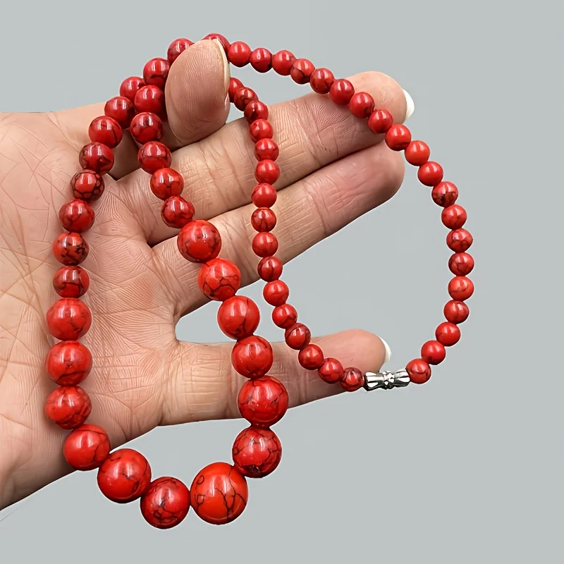 Red turquoise necklace, tower chain, women's style, turquoise collarbone chain, round bead accessories, handmade bead necklace
Red turquoise necklace, tower chain, women's style, turquoise collarbone chain, round bead accessories, handmade bead necklace