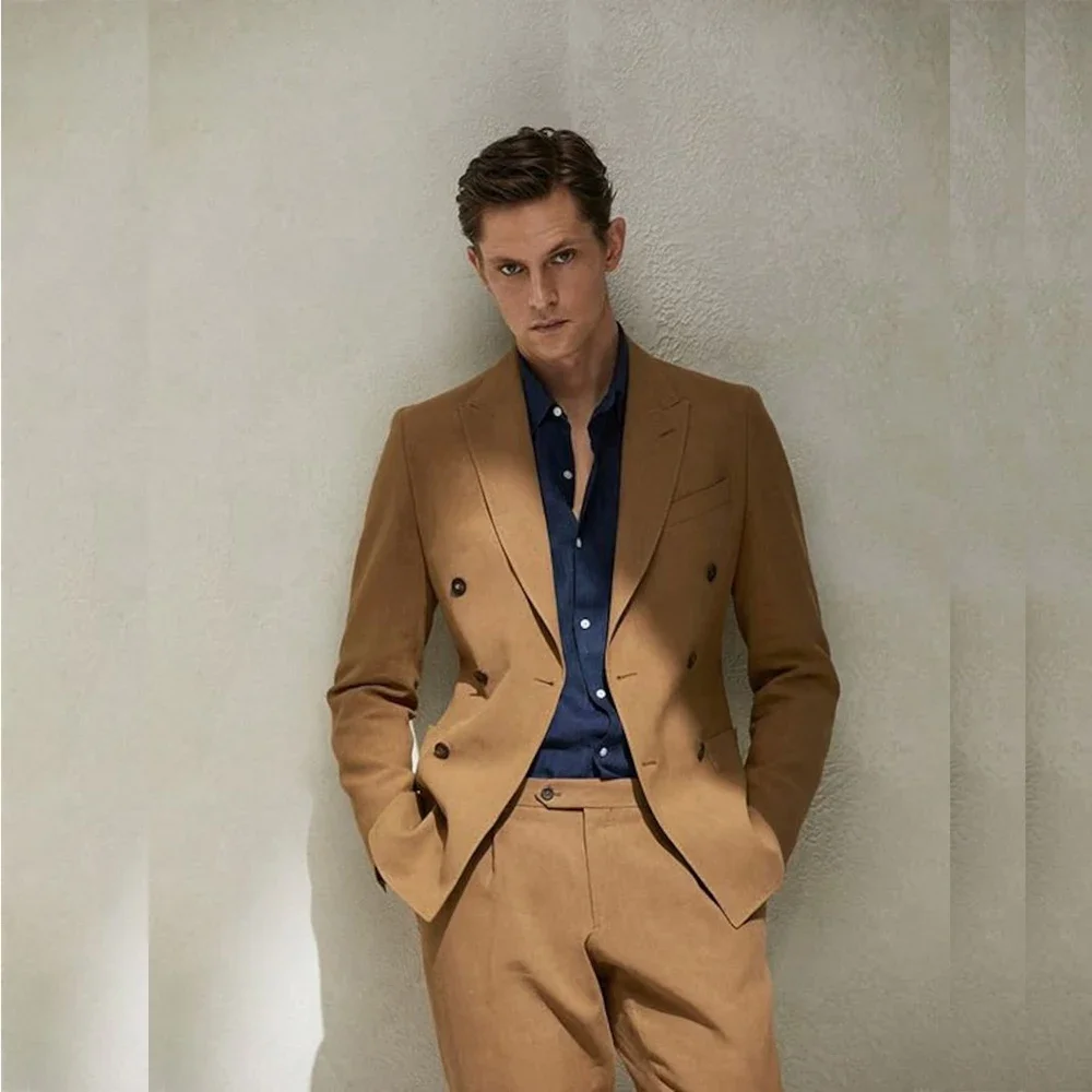 Handsome Suits for Men Solid Color Formal 2 Piece Jacket Pants Loose Outfits Double Breasted Peak Lapel Formal Party Blazer
Handsome Suits for Men Solid Color Formal 2 Piece Jacket Pants Loose Outfits Double Breasted Peak Lapel Formal Party Blazer