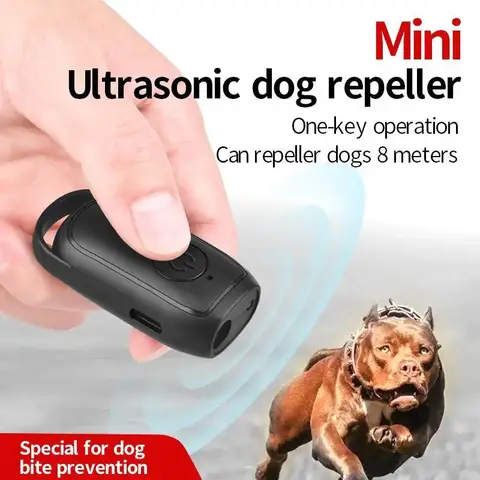 Portable Ultrasonic Dog Barking Control Trainer Long Distance USB Rechargeable with LED Light Outdoor Anti Bark Deterrent Device