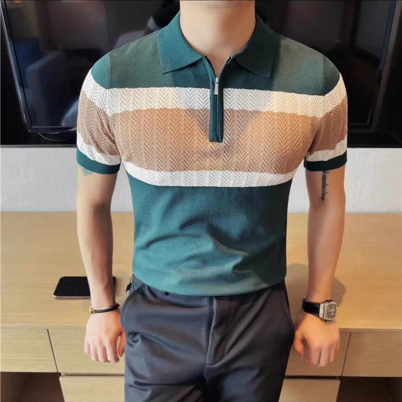 Summer Men's Hollow Knitted Polo Shirts Short Sleeve Half Zip Lapel T-shirt Casual Business Social POLO Tshirts Men Clothing
Summer Men's Hollow Knitted Polo Shirts Short Sleeve Half Zip Lapel T-shirt Casual Business Social POLO Tshirts Men Clothing