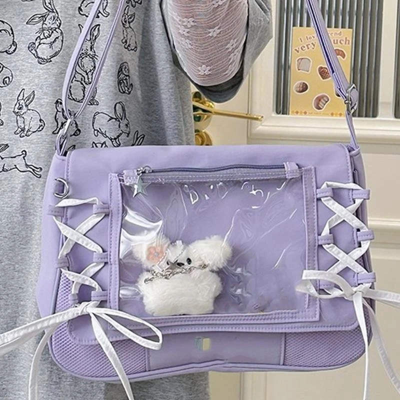 D46D Transparent Crossbody Purse Organizational Compartments Stylish Ribbon Embellishment
D46D Transparent Crossbody Purse Organizational Compartments Stylish Ribbon Embellishment