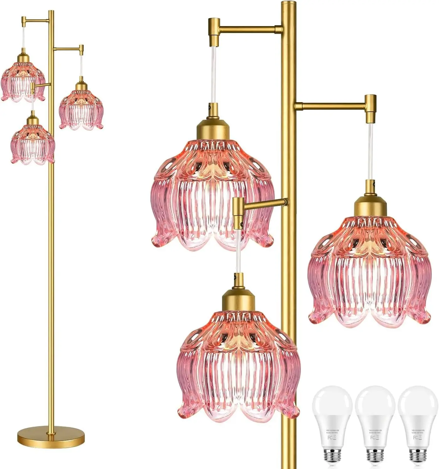 Glass Floor Lamp for Living Room, Mid Century Modern Gold Tree 3 Light Tall Standing Lamp with Pink Shade, Boho Bohemian Decor
Glass Floor Lamp for Living Room, Mid Century Modern Gold Tree 3 Light Tall Standing Lamp with Pink Shade, Boho Bohemian Decor