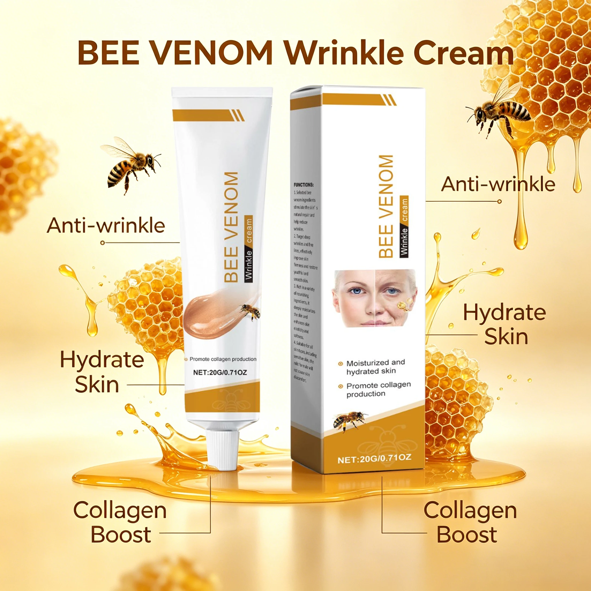 Bee Venom Firming Cream Moisturizer Nourishing Elasticity Support Collagen Boosting Revitalizing Smoothing Bee Venom Skincare
Bee Venom Firming Cream Moisturizer Nourishing Elasticity Support Collagen Boosting Revitalizing Smoothing Bee Venom Skincare