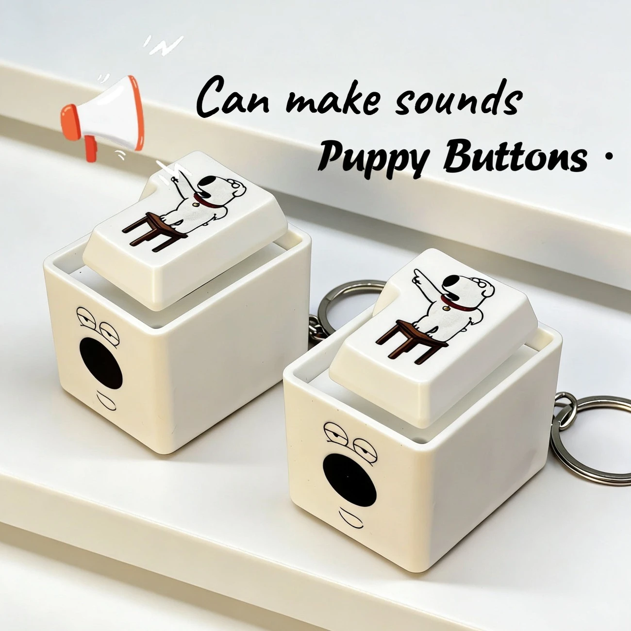 Cute Puppy Button Keychain Famliy Guy Squeaky Sound Pressable Plastic Hanging Ornament for Bag Backpack Zipper Cartoon Design
Cute Puppy Button Keychain Famliy Guy Squeaky Sound Pressable Plastic Hanging Ornament for Bag Backpack Zipper Cartoon Design
