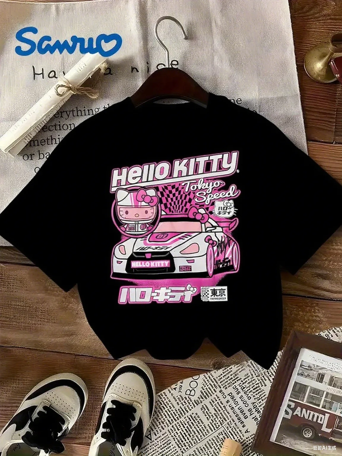 Хлопковая футболка с рисунком Sanrio Hello Kitty Graphic Racing Hello Kitty и Car Trendy Tokyo Speed Style Pure Cotton Ideal
Хлопковая футболка с рисунком Sanrio Hello Kitty Graphic Racing Hello Kitty и Car Trendy Tokyo Speed Style Pure Cotton Ideal