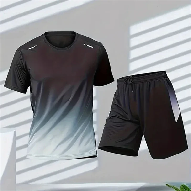 New Summer Sportswear Men Gradient Printed Badminton Set Outdoor Running T-shirt and Shorts Comfortable and Breathable Clothing
New Summer Sportswear Men Gradient Printed Badminton Set Outdoor Running T-shirt and Shorts Comfortable and Breathable Clothing