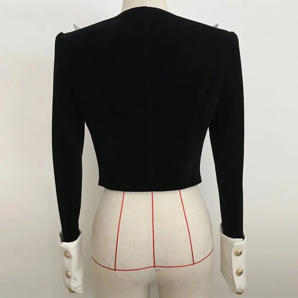 New Velvet Short Suit Jacket Women's Fashion Color Matched Star Detail Close-Fitting European American Style
New Velvet Short Suit Jacket Women's Fashion Color Matched Star Detail Close-Fitting European American Style