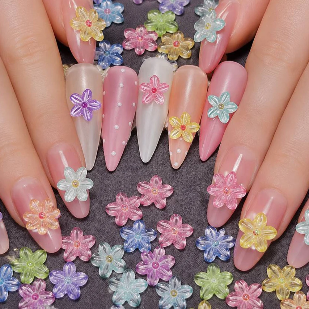 50Pcs Colorful Transparent 3D Five Petal Flower Nail Charms Resin Floral Nail Decor DIY Manicure Gel Nail Art Accessories
50Pcs Colorful Transparent 3D Five Petal Flower Nail Charms Resin Floral Nail Decor DIY Manicure Gel Nail Art Accessories