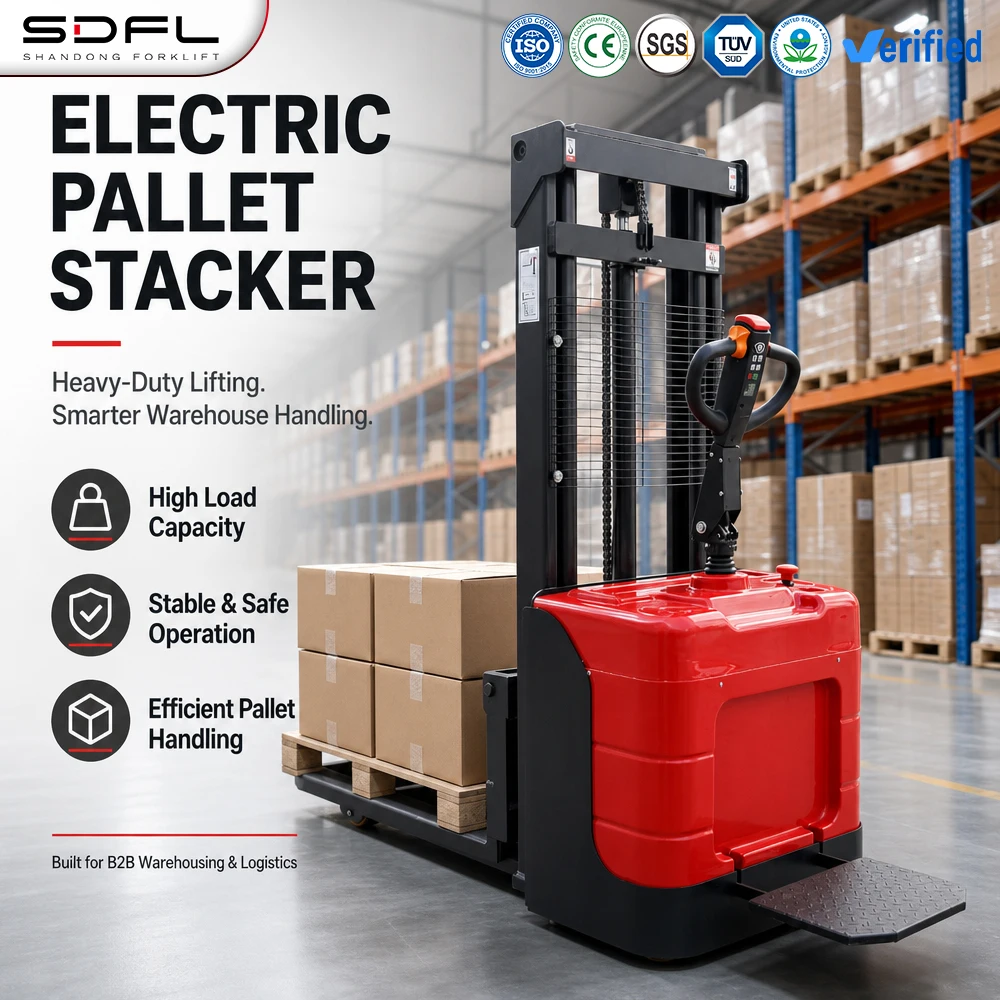 ISO Certified 1 Ton & 2 Ton Electric Stacker, High Load Capacity & Stable Operation
ISO Certified 1 Ton & 2 Ton Electric Stacker, High Load Capacity & Stable Operation
