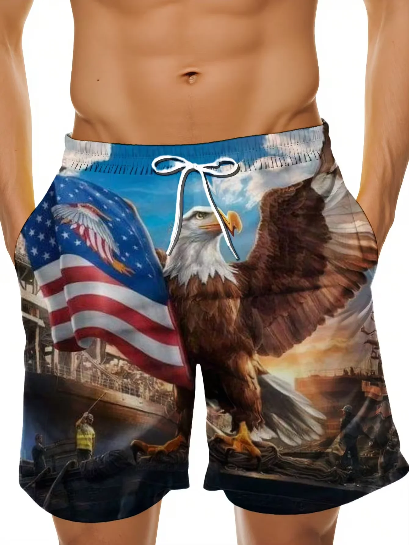 Flag Print Men's Swim Trunks Beach Shorts Patriotic Design Summer Board Shorts
Flag Print Men's Swim Trunks Beach Shorts Patriotic Design Summer Board Shorts